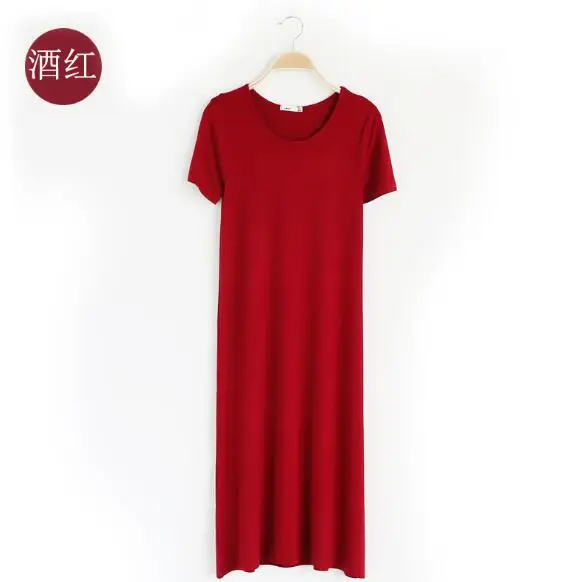Fdfklak Повседневная Новая женская ночная рубашка с коротким рукавом, летняя ночная рубашка из модала и хлопка, женская ночная рубашка - Color: red