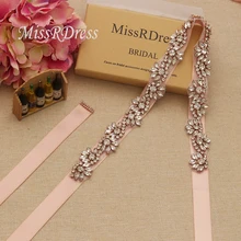 MissRDress ослепительный бриллиантовый свадебный пояс розовое золото Лента Свадебная со стразами Стразы свадебное платье пояс для свадебного украшения JK816