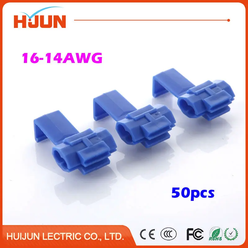 

50pcs/lot Blue Scotch Lock Quick Splice Connector Cable Joiner Crimp Terminal Soft Wire 1.5-2.5mm2 16-14AWG