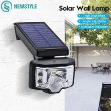 8 Светодиодный светильник на солнечных батареях в виде акулы с датчиком движения PIR, регулируемый светильник на солнечных батареях, беспроводной уличный водонепроницаемый настенный светильник для сада