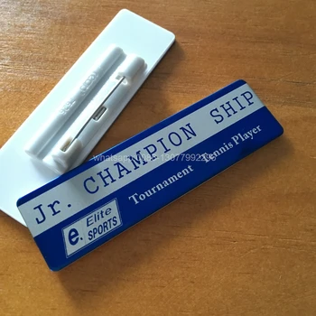 

10pcs custom employee name badge holder 70*20mm name tags laser logo staff badge pin with stainless steel and acrylic nameplate