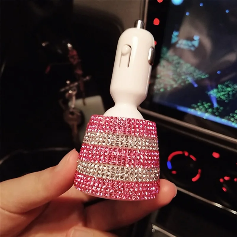 Автомобильное зарядное устройство Crystal Стразы с двумя USB портами 3 1 А|Зажигалка| |