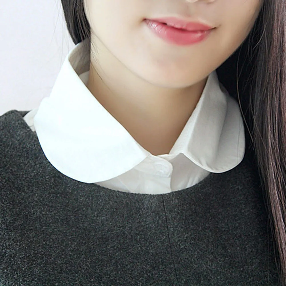 

Detachable Women Shirt Fake Collar Cotton Solid Color Lapel False Blouse Top Sweater Neckwear Ladies Clothes Accessories FDC99