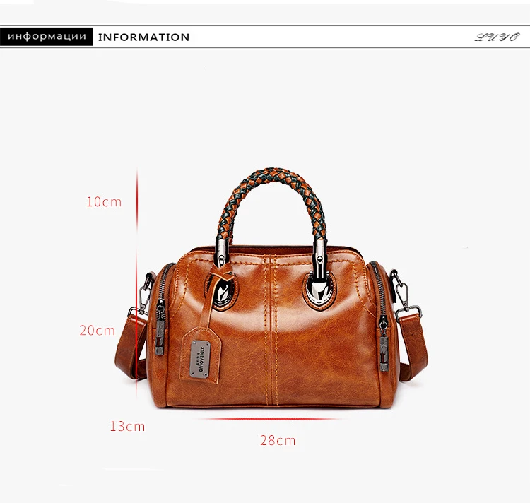Nova primavera do vintage couro genuíno bolsas