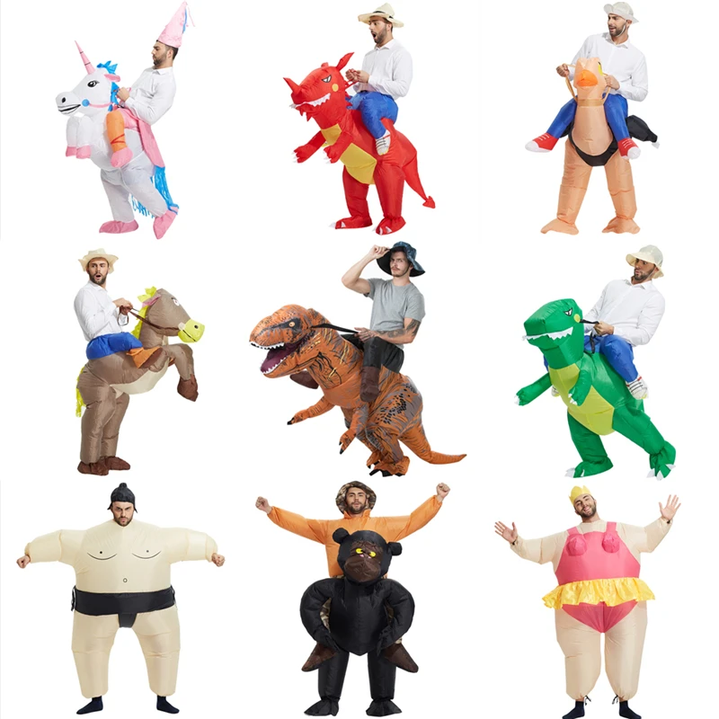 

Carnival unisex Dinosaur Cowboy Inflatable Costumes Funny Party Dress Animal Cosplay Halloween purim for adult and kids Size