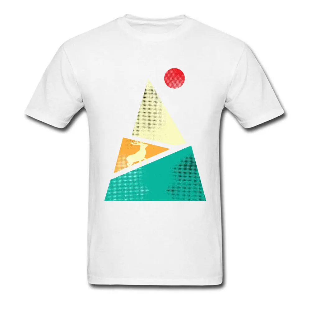 Prevalent deer mountain with red moon 3D Printed Top T-shirts Crewneck Pure Cotton Male Tees Short Sleeve Tops Shirts Summer Fall deer mountain with red moon white