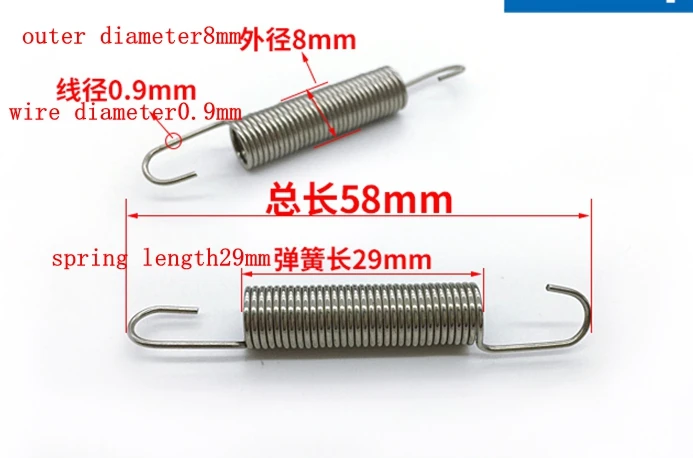 5 шт. пружинная тяга крючок из нержавеющей стали, напряжение тяги Длинный крючок возвратной линии diameter0.8mm