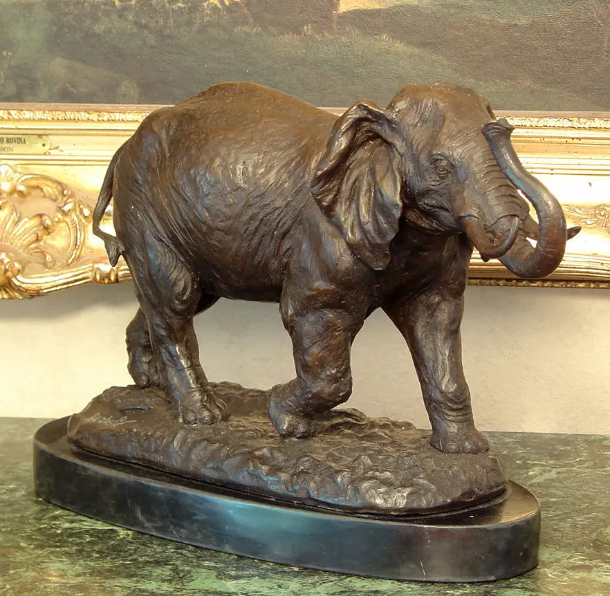 Elephant Jungle African Room Feng Shui Decor Art Bronze Marble Sculpture Statue | Дом и сад