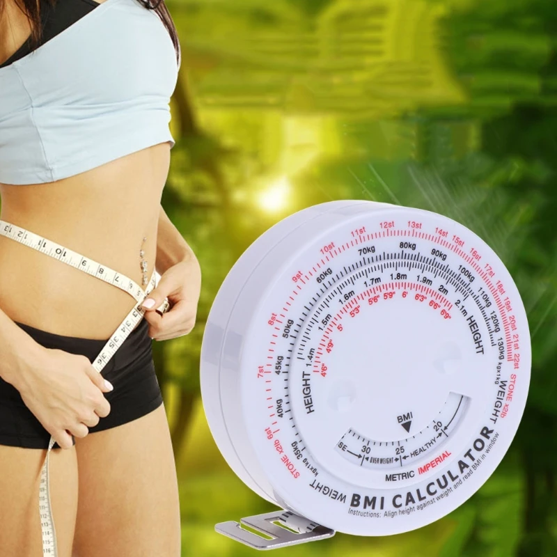 

BMI Body Mass Retractable Tape 150cm Measure Calculator Diet Weight Loss Tape