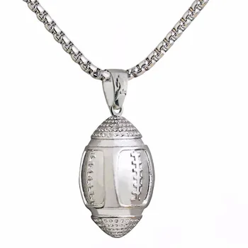 

Rugby Ball Necklaces Pendant Fitness for Men American Football Cloth Accessories Sports Jewelry Stainless Steel Chain 2018
