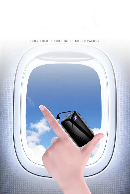 For Xiao Mi 20000mah Power Bank Detachable Cable External Battery Mini powerbank Ultra Thin Portable Charger for iPhone7 8 X