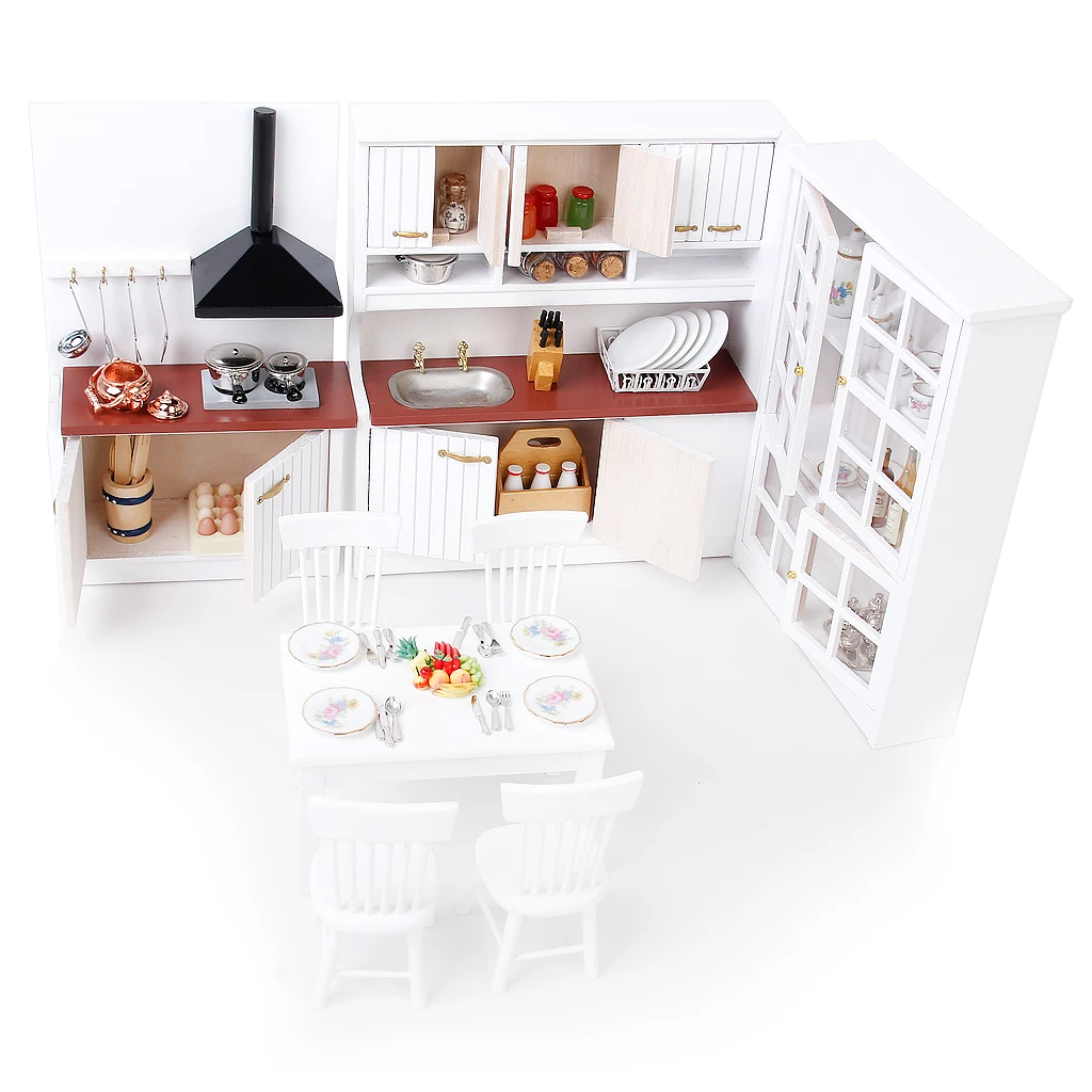 1/12 Doll House Miniatures Kitchen Dining Room Furniture Fridge Refrigerators Table Chair Model Kids Gifts 1/12 Doll House Miniatures Kitchen Dining Room Furniture Fridge Refrigerators Table Chair Model Kids Gifts