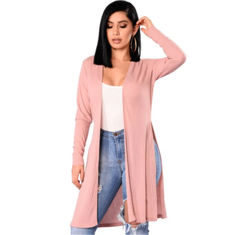 

2018 new autumn and winter fashion explosion models large size women's pit knit sweater split fork women's clothing G41