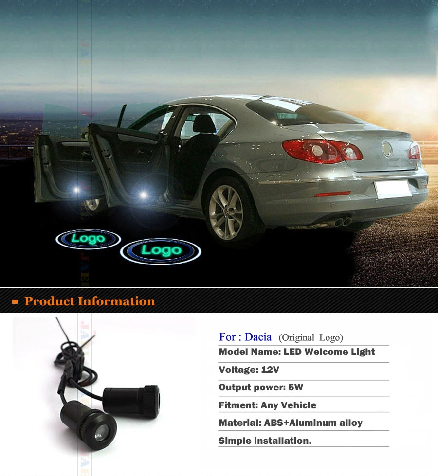 

2PCs LED Door Ghost Shadow Light Courtesy led car laser projector Logo Case For Dacia LED Logo Light
