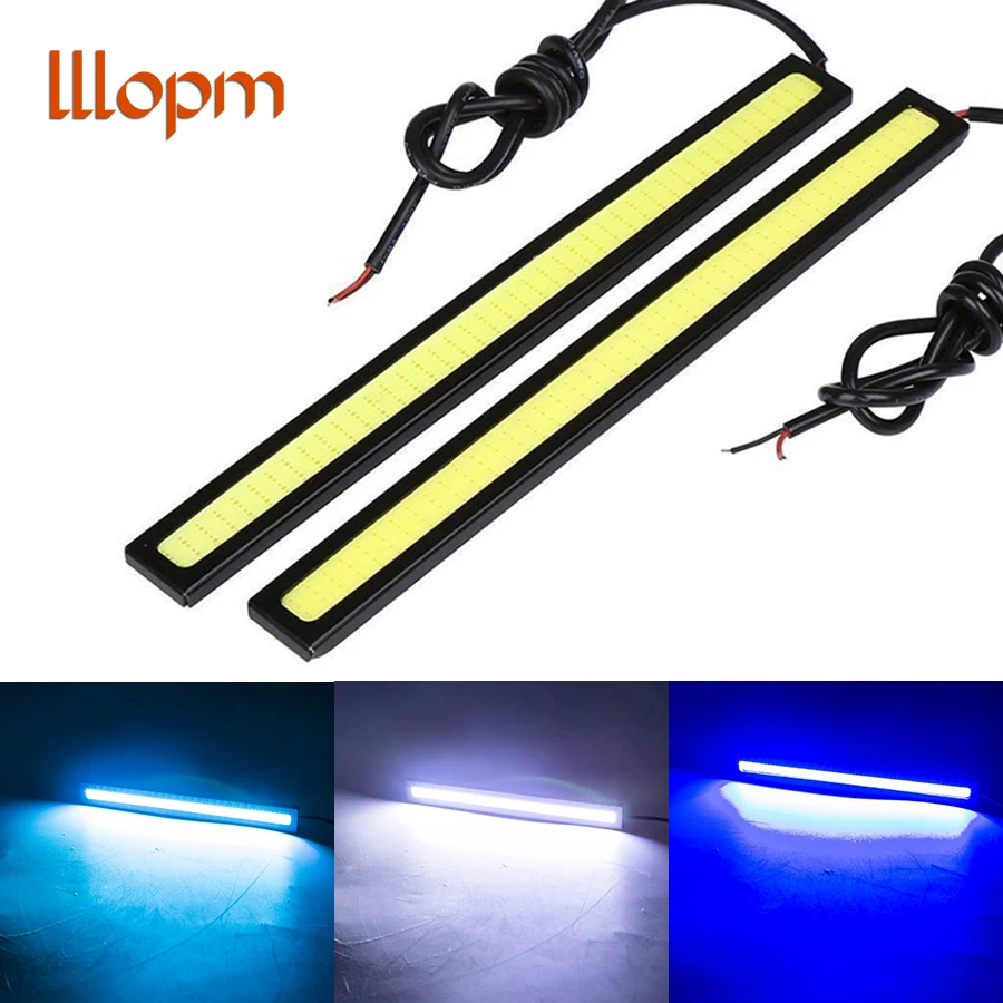 

lllopm NEW 2Pcs 17cm COB DRL LED Daytime Running Light Auto Lamp External Lights For Universal Car 100% Waterproo Car styling
