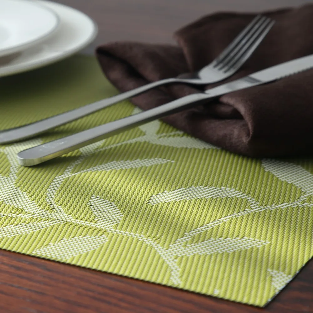 Set of 4 PVC Flower Pattern Placemats for Dining Table Runner Linens place mat in Kitchen Accessories Cup Wine mat