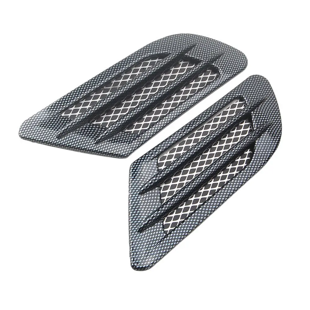 

BBQ@FUKA 2PCS Racing Refit Decoration Carbon Fiber Style Twill Plastic Fender Air Vent Hood Sticker Accessory Fit For BMW AUDI