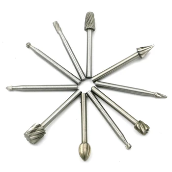 

10pcs Wood Portable High Speed Steel Milling Rotary File Burrs Bit Set Carving Rasps Router Bits Grinding Head