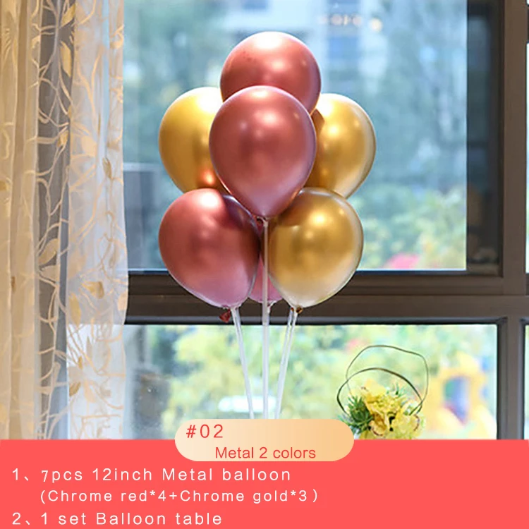 Одноразовые пластиковые тарелки для посуды, скатерть из розового золота, 7 шт., воздушный шар для свадьбы, вечеринки в честь рождения ребенка - Цвет: 1Set Stand Balloons