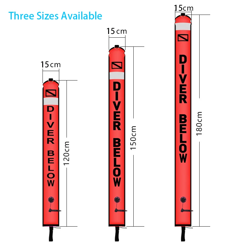Дайвинг SMB 1,2 м 1,5 м 1,8 м буй красочная видимость безопасность надувной Дайвинг SMB поверхность маркер сигнала аксессуары для буев