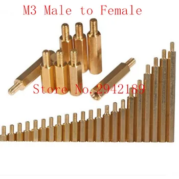 

100pcs/lot M3*L+6 3mm Brass Standoff Spacer Male Female Spacing Screws Hex Brass Threaded Spacer length 3mm to 30mm