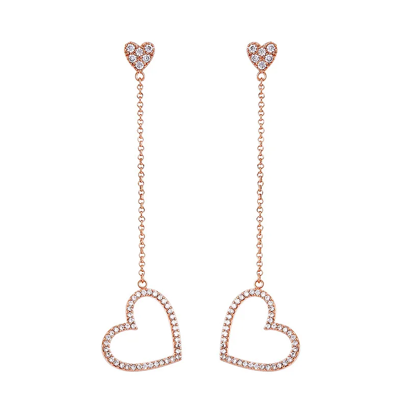 

Joolim Jewelry Wholesale/ Simple Cubic Zirconia Heart Dangle Earring Korean Earring Gift To Women