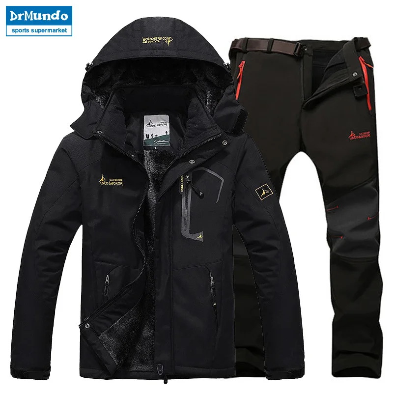 

Ski Jacket suits Men Waterproof Fleece Snow Jacket Thermal Coat Outdoor Mountain Skiing Snowboard Jacket suits Plus Size Brand
