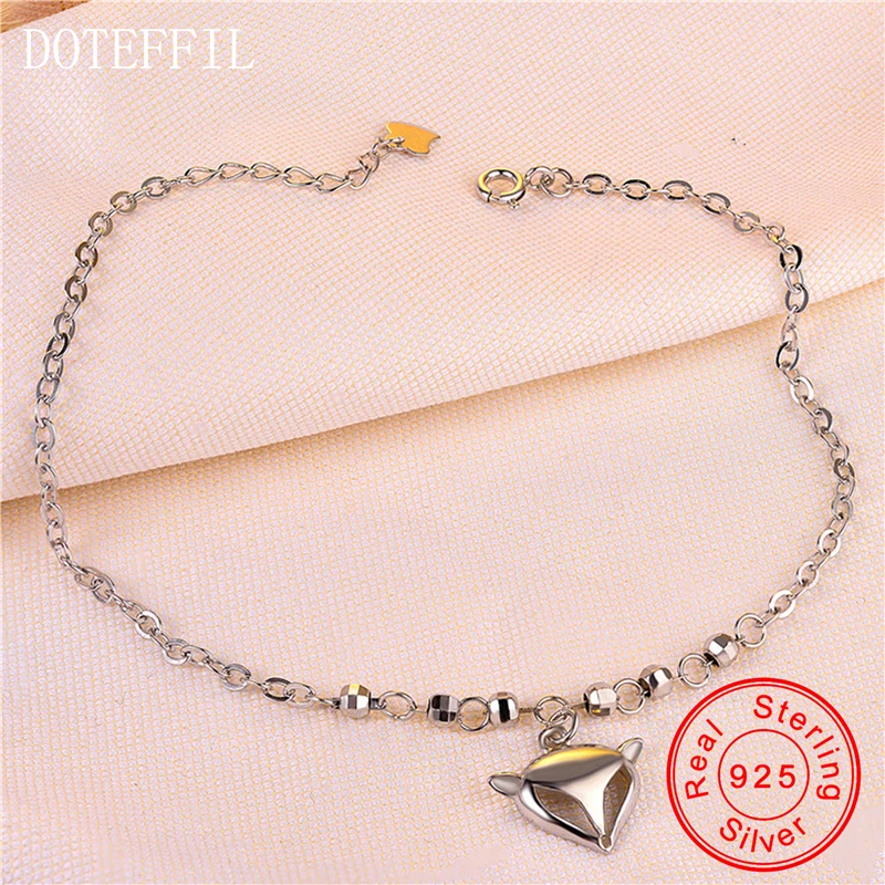 925 Sterling Silver Anklets For Women Fox Animal Pendants Anklet Silver 925 Jewelry Simple Style Ankle Bracelet 925 Sterling Silver Anklets For Women Fox Animal Pendants Anklet Silver 925 Jewelry Simple Style Ankle Bracelet