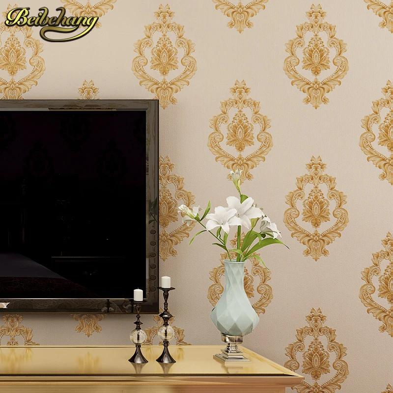 Dimensional sculpture wallpaper Retro European AB bedroom bedroom living room TV background wallpaper pvc deep embossed