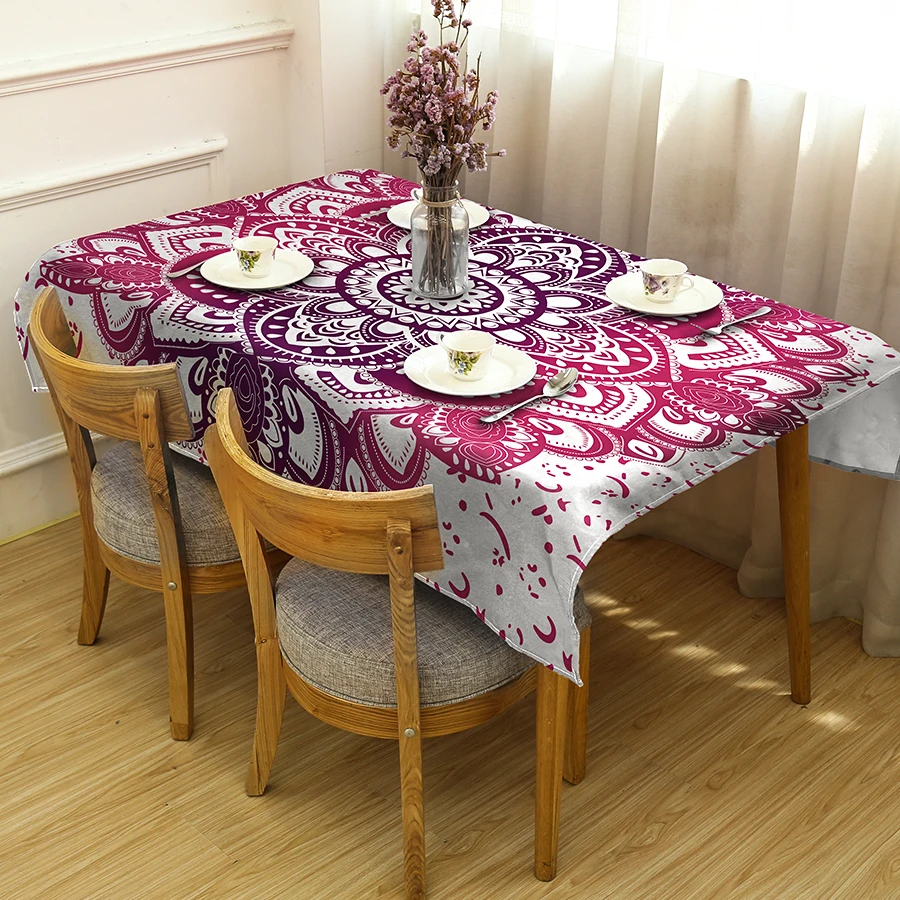 

GNORRIS Linen Dirty Rectangular Tablecloth 3D Printing Mandala Tablecloth Pictures Cloth textile can be Customized