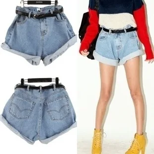 high waisted denim shorts with belt