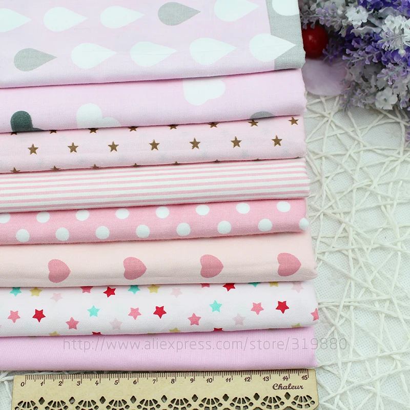 Twill 8 pcs Pink cartoon Cotton Fabric for DIY Patchwork Sewing Kids Bedding Bags Dot Tilda Doll Cloth Textiles Fabric 40*50cm