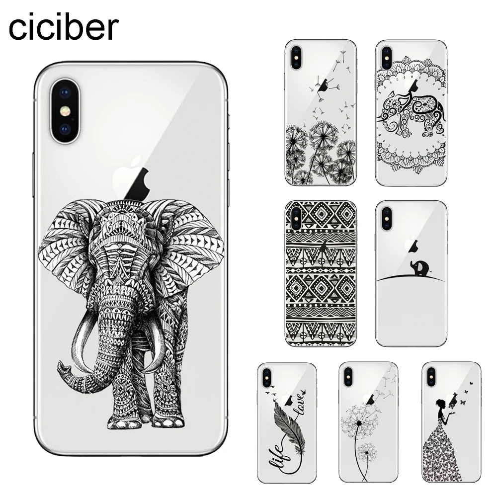 

ciciber Dandelion Elephant Cover For Apple iPhone 11 Pro Max X XR XS MAX 7 8 6 6s Plus 5 5S SE Phone Cases Soft TPU Fundas Shell