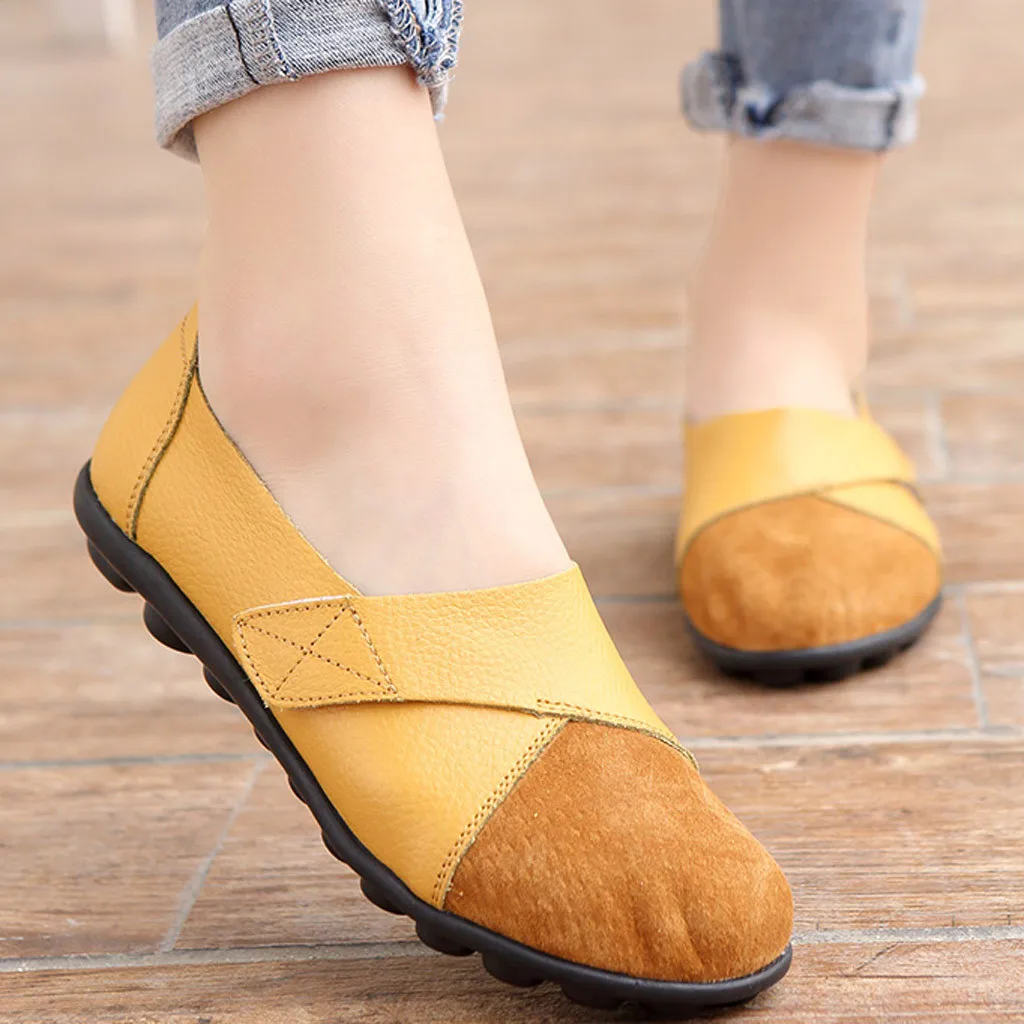 

Women Versatile Flat Shoes Soft Bottom Large Size Casual Solid Color chaussures femme hook round heads off white Shoes
