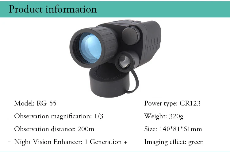 Kit de Montagem Ziyouhu Visão Noturna Caça Monocular 1x24 Cabeça Compacto Multi-tarefa Escopo Embutido ir 2 kit de montagem visão noturna monocular compacto