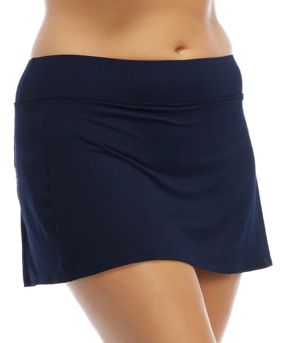 Bonverano(TM) Women's Solid Skirted Swim Bikini Purple Blue High Waist