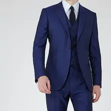 Темно-синие мужские свадебные вечерние костюмы 3 шт. смокинги для жениха шафер Жених костюм Блейзер masculino индивидуальный заказ