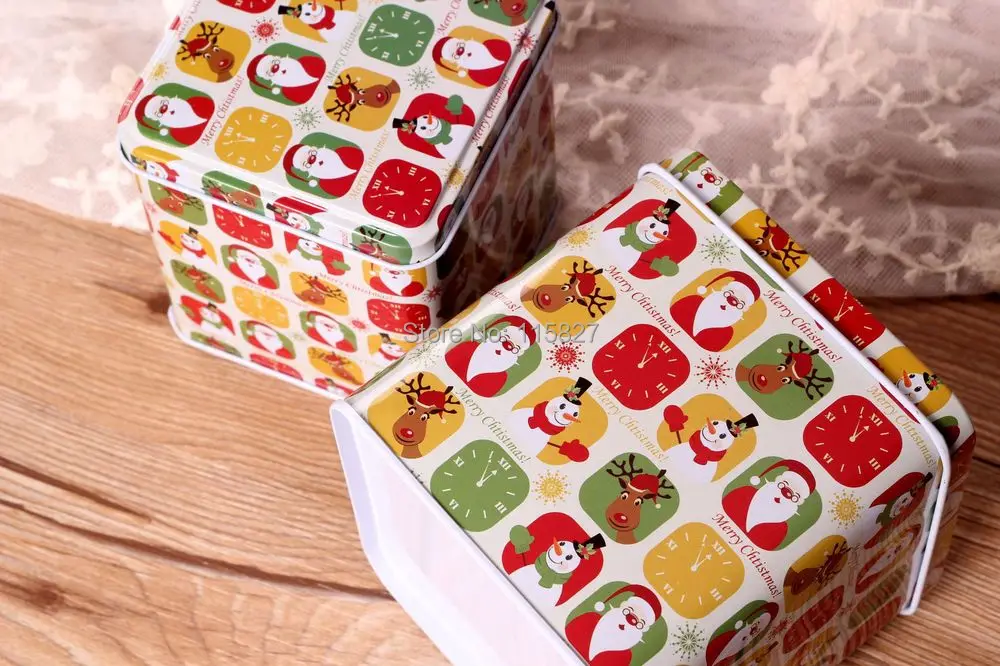 Рождественский человек дизайн подарочная коробка конфетный ящик металлический контейнер железный чай коробка квадратный металлический контейнер