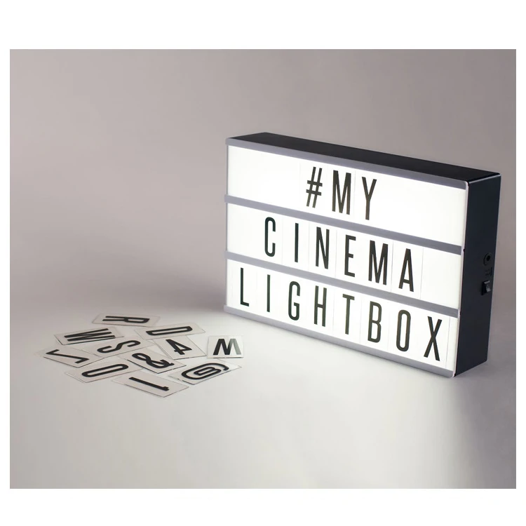 DIY Cinematic Light Box with Letter LED Cinema Lamp A4 Sign Wedding ...