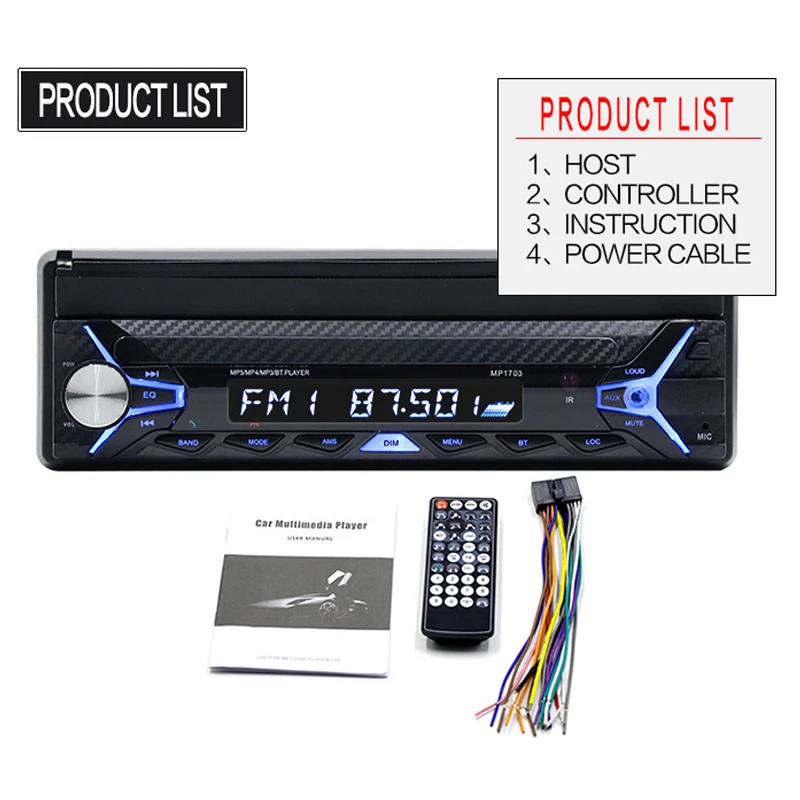 Perfect 7 Inch Single Car MP5 2018 Auto High Definition Reversing Rear View Bluetooth MP3 Card Radio Instead of Car CD Player DVD Player 5