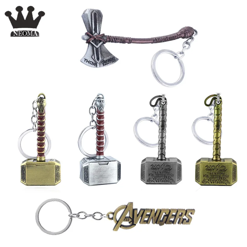 

20pcs/lot Avengers Thor Hammer Axe Mjollnir Charms Keychain Stormbreaker Keyring Men For Fans Jewelry Free Shipping