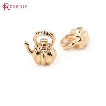 

6PCS 10x11.5MM 24K Champagne Gold Color Plated Brass Teapot Charms Pendants High Quality Diy Jewelry Accessories