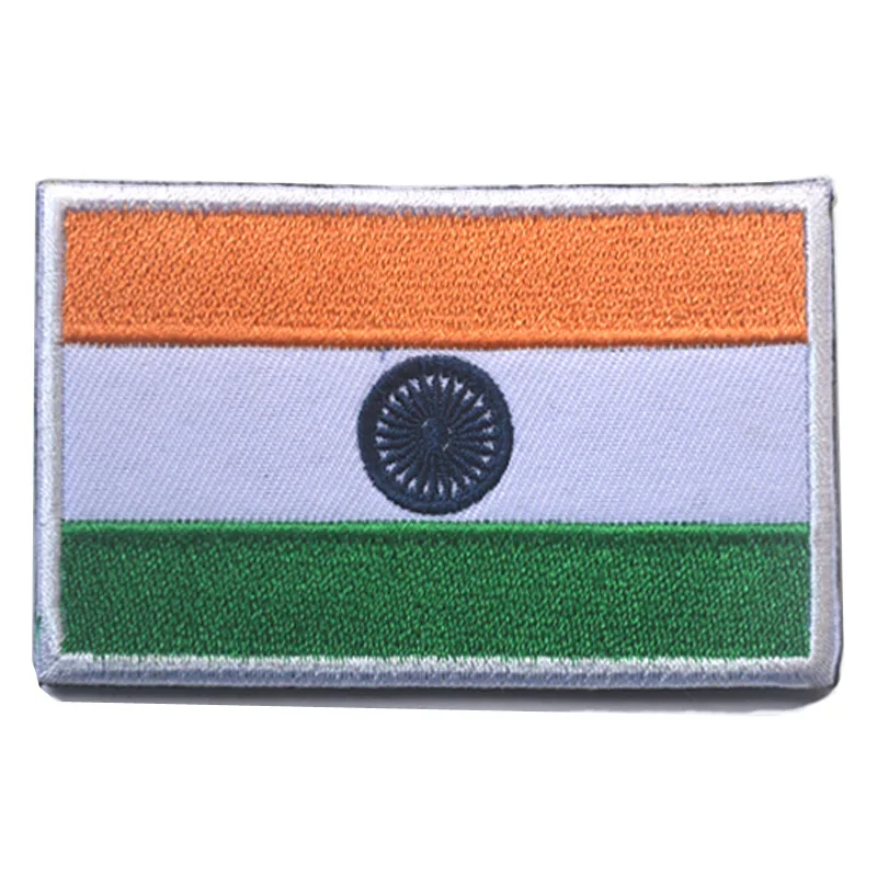 

India flag high quality embroidery the patches for clothes clothing stickers Hook/Loop 8*5CM