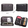 Contact's Cow Leather Men Casual Clutch Wallet Card Holder Zipper Purse With Passport Holder Phone Case For Male Long Wallet 5