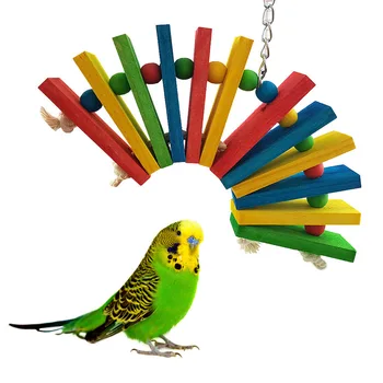 

Birds Parrots Chew Toy Colorful Block with Wooden Beads for Cockatiel Budgies Conure DC120