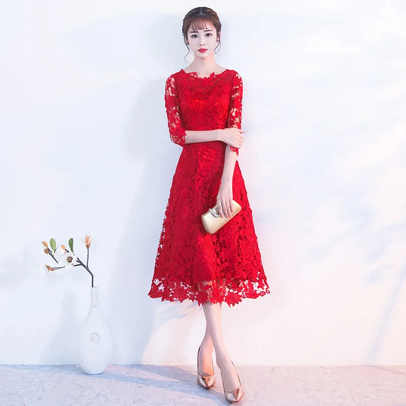 Новый Традиционный китайское платье Ципао женские вечерние платья Винтаж Cheongsam Для женщин невесты короткие Cheongsam современный платье