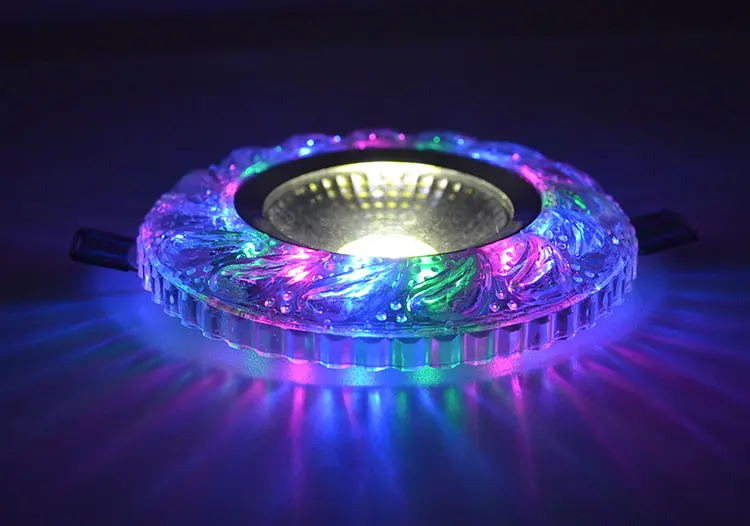 down lights COB LED Downlight Colorful Panel Light RGB 3W 110V 220V Recessed Lamp Fixture For Halogen Lamp Decoration Purple Spot light bathroom ceiling light