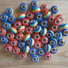 20 шт./лот радужная полоса дредлок Dread оплетка для волос бусины 5 мм отверстие
