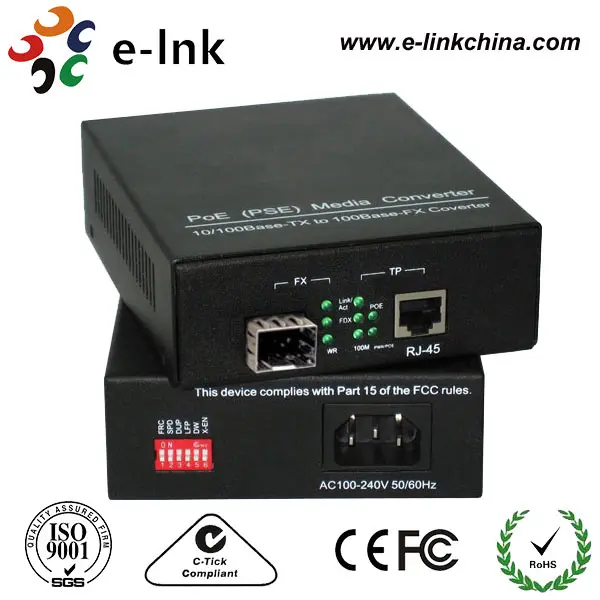 

50W, SM Dual Fiber, 20km Built-in Power Supply POE media converter