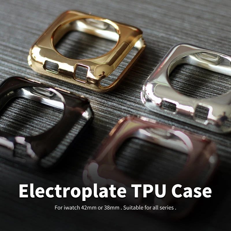 

Series 1/2/3 Watch Case Soft TPU Electroplating Cover for Apple Watch 38/42mm iwatch Body Protective Shell I312.